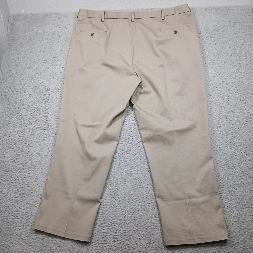 Haggar Chino Pants Mens 44x30‎ Khaki Tan Stretch Casual Dress